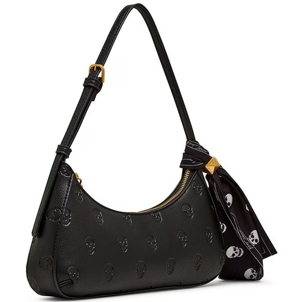 Betsey Johnson Black Embossed Shoulder Bag with Scarf NWT - Picture 5 of 10